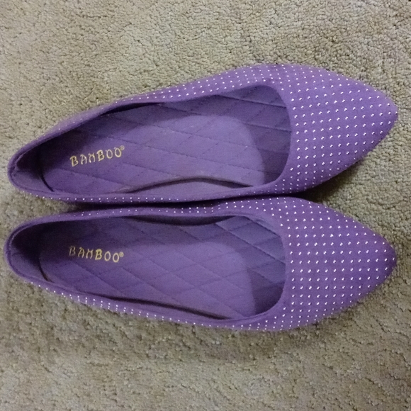 BAMBOO Shoes - **NWOT** BAMBOO PURPLE SUEDE STUDDED FLATS SIZE 8.5
